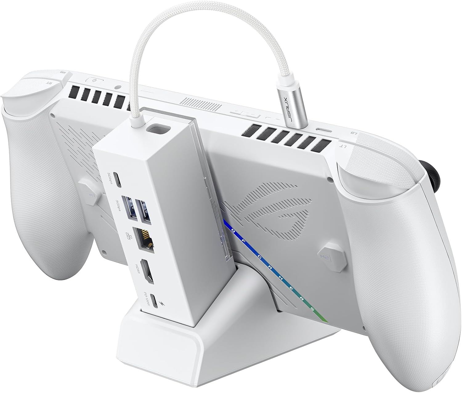 JSAUX Dock 6 en 1 para ROG Ally X, Steam Deck y Legion Go – HDMI 4K 120Hz, Ethernet Gigabit y USB 3.2 - Blanco